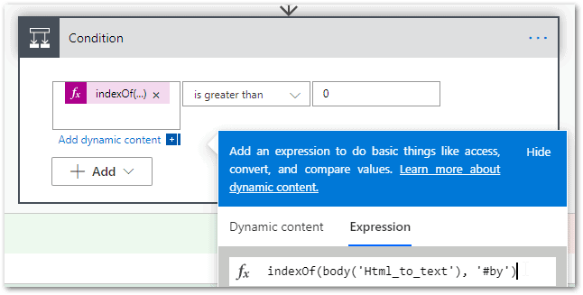 Screenshot: creating separate flows using conditions in Microsoft Teams. 