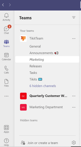 Microsoft Teams team screenshot