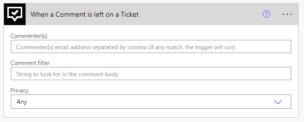 service desk workflows; Tikit Trigger: when a comment is left on a ticket screenshot