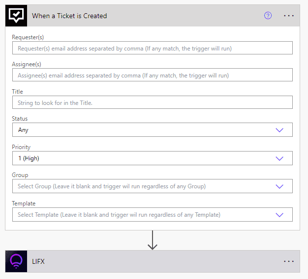 service desk workflows: Tikit action: change light bulb